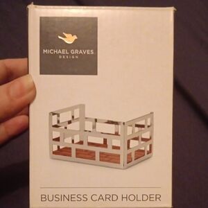 Michael Graves Polished Metal and Faux Leather Card Holder